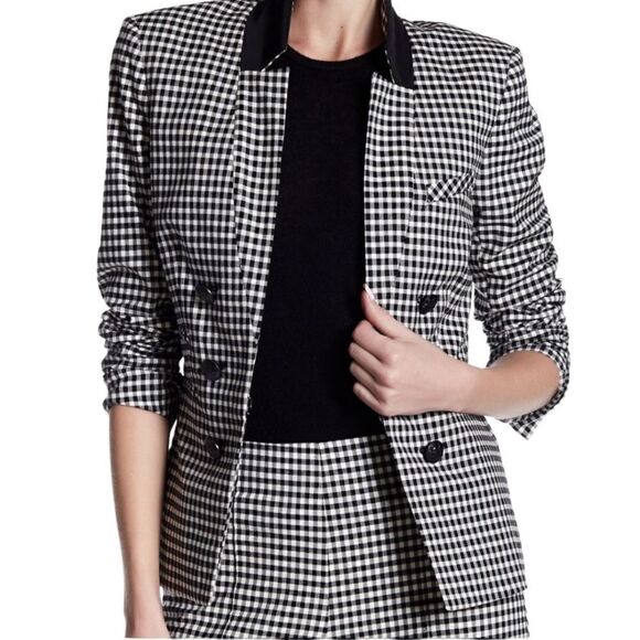 NWT Veronica Beard Cottage Gingham Large Lapel Jacket Black & White Plaid Size 4 - Picture 1 of 14